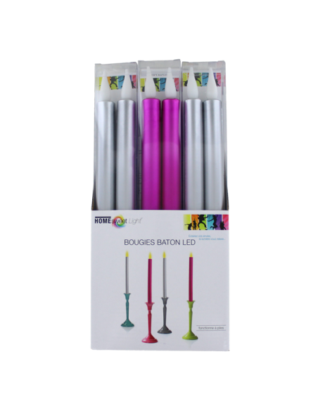 Set de 2 bougies baton LED 28 cm