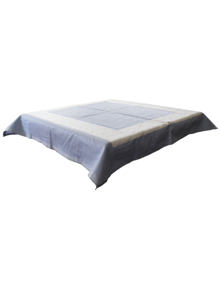 Nappe Carrée Bleu effet Satin 90 cm