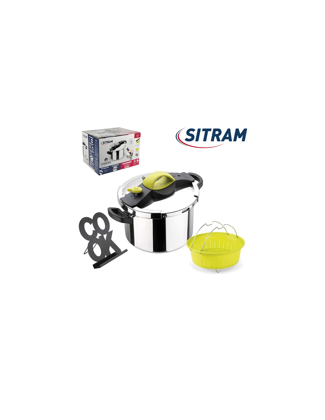 SITRAM Autocuiseur SITRAPRO 8L inox noir/ anis induction pas cher 