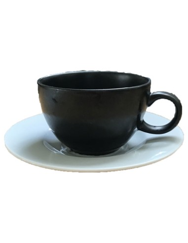 Tasse à café en grès noir effet moucheté 10 cl & Sous tasse 11,5 cm LOREL