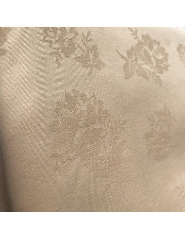 Nappe de table damassée beige motif fleur 240 x 240 cm