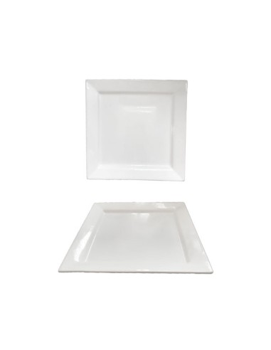 Assiette carrée en porcelaine blanche BILLES 27 cm