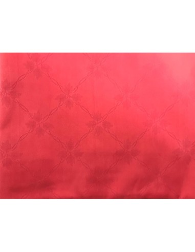 Nappe de table damassée rouge motif fleur 200 x 140 cm