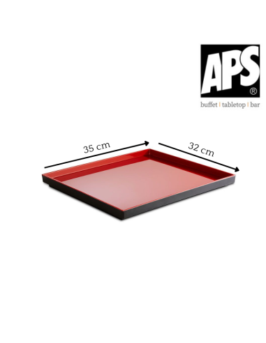 Plateau Mélamine Asia Plus GN 2/3, Noir et rouge 32 x 35 cm APS