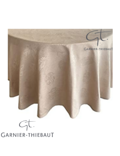 Nappe de table damassée beige motif fleur 240 x 240 cm 2