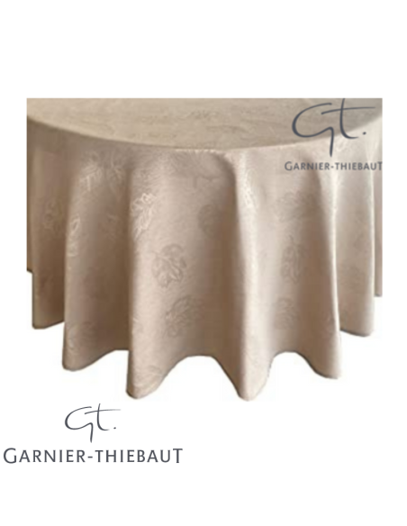 Nappe damassée vieil or motif fleur 240 x 240cm REF : nappebeigefleur