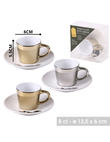 Tasse à café couleur or en porcelaine Ref:54706