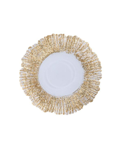 Assiette plate en verre en feuille couleur gold 27cm REF...