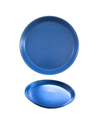 Assiette plate bord haut bleu Ref:004-D1