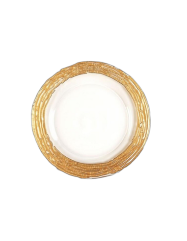 Assiette dessert de présentation en verre gold 21 cm