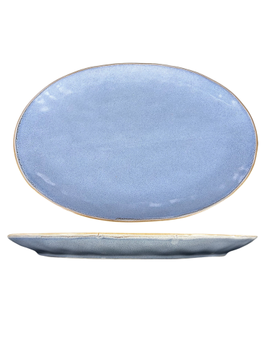 Assiette Ovale Bleu Émaux Réactifs 31cm REF : P0060B