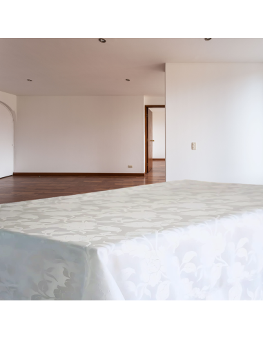 Nappe de buffet damassée blanche à...