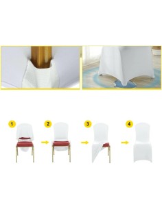 Housse de chaise en lycra blanc avec renforcements aux... 2
