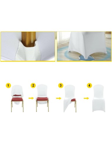 Housse de chaise en lycra blanc avec...