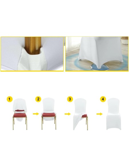 Housse de chaise en lycra blanc avec renforcements aux pieds REF : houssechaise