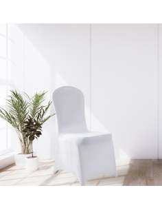 Housse de chaise en lycra blanc avec renforcements aux...