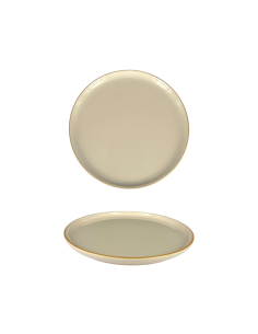 Assiette dessert beige bord haut or 22 cm REF : 31633