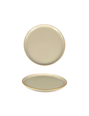 Assiette dessert beige bord haut or 22 cm REF : 31633