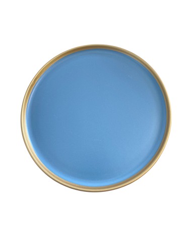 Assiette dessert bord haut dorée et bleu 22 cm Réf : 24454