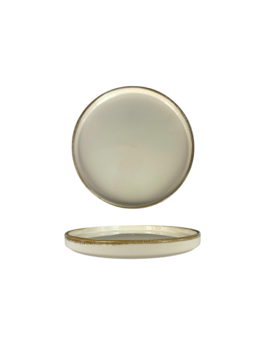 Assiette dessert beige bord haut or 22 cm REF : Q4421D