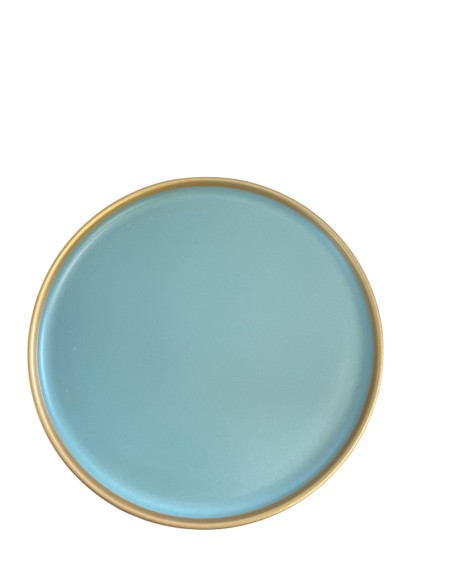 Assiette dessert bord haut dorée et vert 22 cm REF : 24461