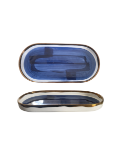 Assiette filet or rectangle bord haut réactif 20,5cm REF...