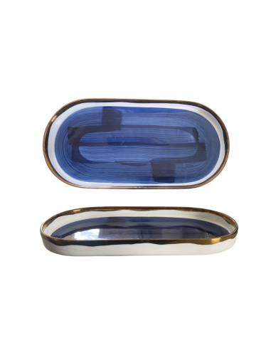 Assiette filet or rectangle bord haut réactif 20,5cm REF : JWPBL011