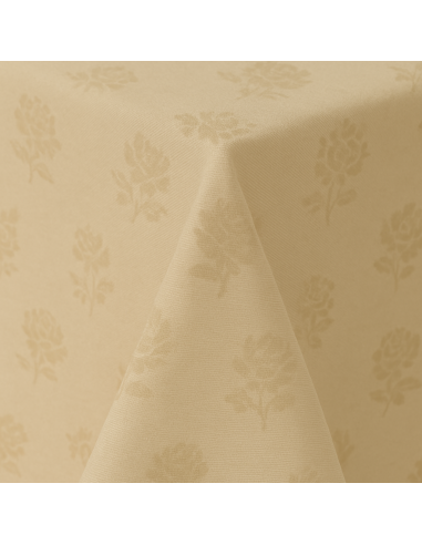 Nappe damassée vieil or motif fleur...