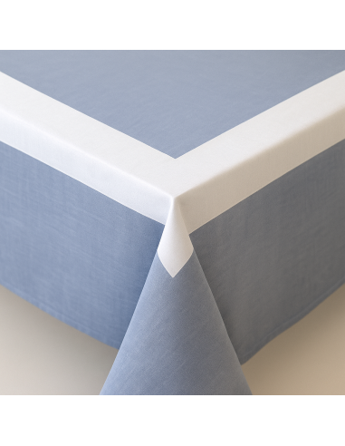 Nappe Carrée Bleu bande Satin 90 cm...