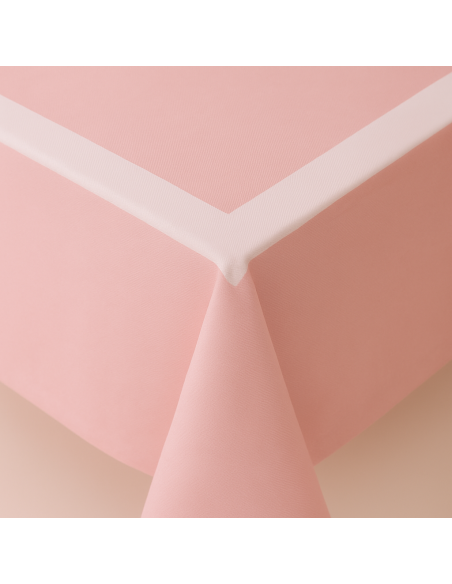 Nappe de table carrée bande satin 160 x 160 cm REF : rosecarre