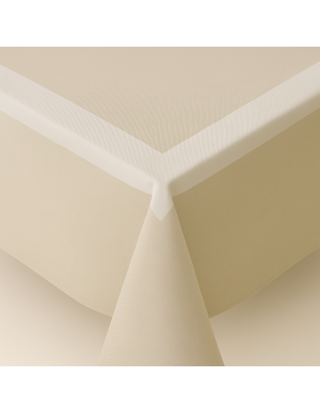 Nappe Carrée Jaune bande Satin 93 cm REF : nappesatin