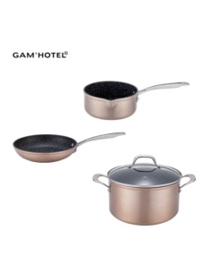 Set de 3 (Faitout 28x15cm, Poêle 28x15cm, Casserole...