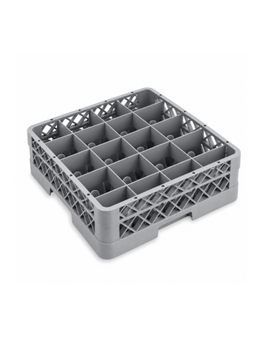 Rack base gris professionnel avec 16 compartiments pour verres