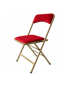 Chaise pliante professionnelle en velours rouge avec structure acier finition vieil or