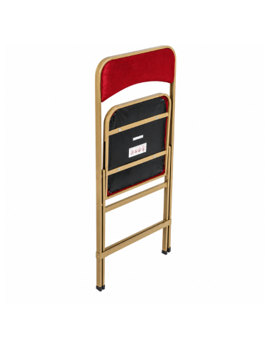 Chaise de réception pliante velours rouge pliée pour stockage