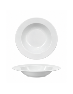 Assiette creuse blanche 23 cm SD-250 – Vue de dessus et de profil
