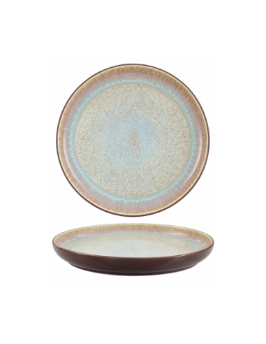 Assiette plate à émaux réactifs bord relevé 26 cm – Réf : K1J154