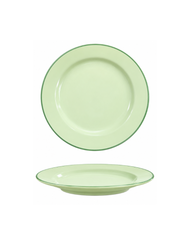 Assiette plate vert clair à filet vert 27,5 cm – Réf : K1E176