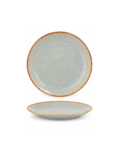 Assiette dessert bleu grisé et crème 23 cm – Réf : K1E076