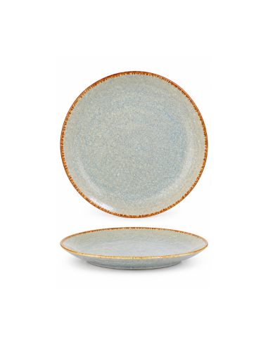 Assiette dessert bleu grisé et crème 23 cm – Réf : K1E076