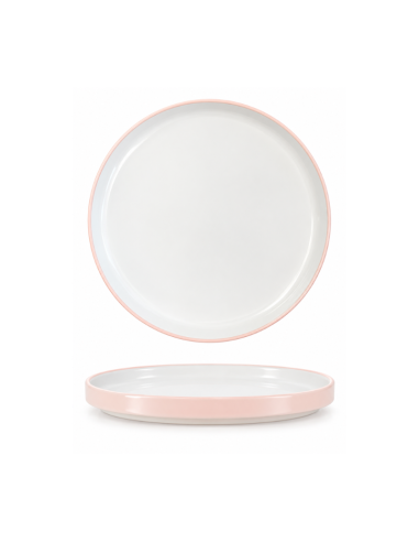 Assiette plate blanche et rose pâle...