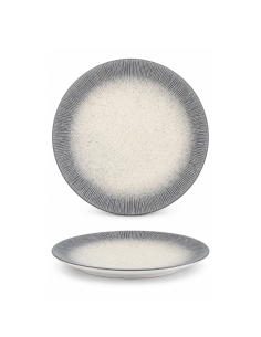 Assiette plate grise et crème à décor rayonnant 27,5 cm – Réf : K1E110