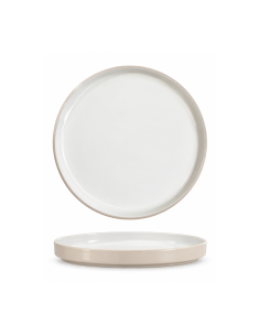 Assiette plate blanche et beige 24,5 cm – Réf. K02407