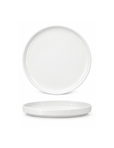 Assiette plate blanche à bord droit...