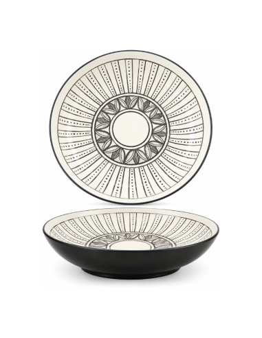 Saladier noir et blanc à motifs 30 cm – Réf : K1L258