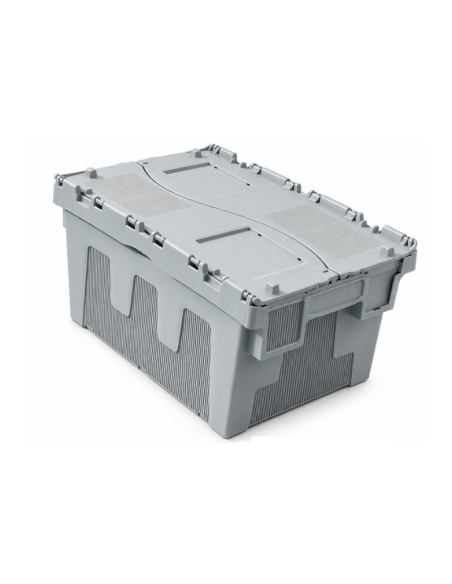 Bac de rangement avec couvercle crocodile gris 60 × 40 × 31,5 cm – Réf : BD6430