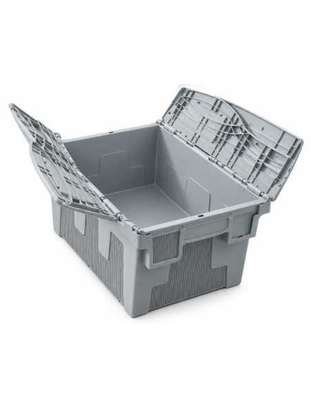 Bac de rangement avec couvercle crocodile gris 60 × 40 × 36,5 cm – Réf : BD6435