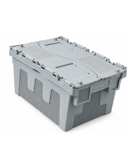 Bac de rangement avec couvercle crocodile gris 60 × 40 × 36,5 cm – Réf : BD6435